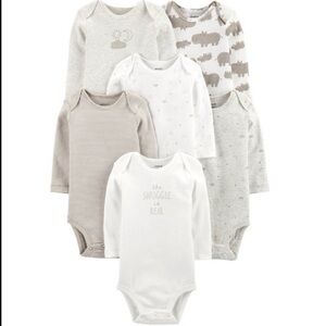 NWT. CARTER’S Hippo, Sun, & Moon 6 Pack Bodysuits